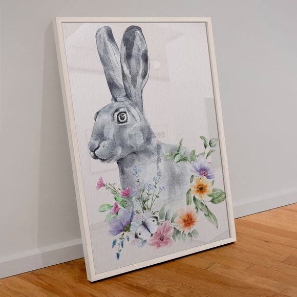 Wall Art Watercolor Bunny Print Poster Unframed - Picture 4 of 15